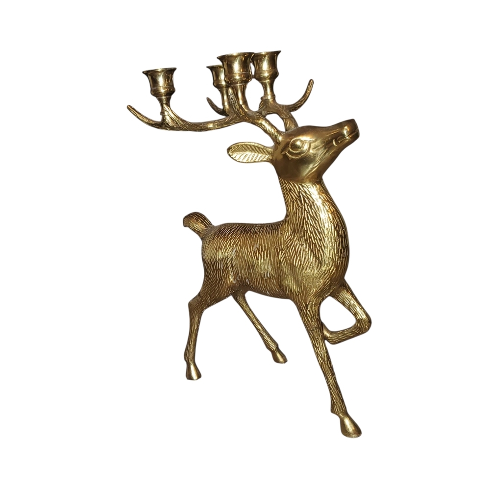 Large Vintage Brass Stag/Deer Candelabra
